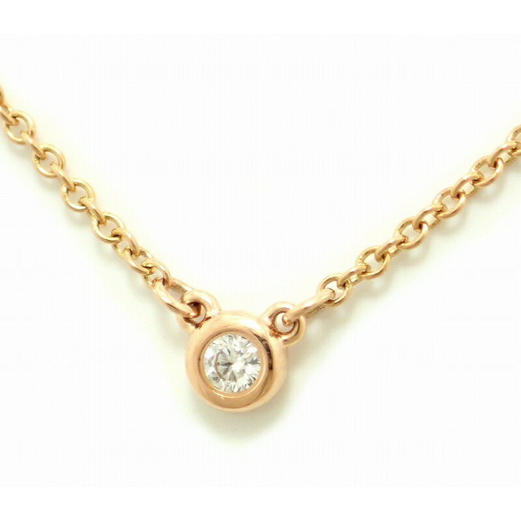 Tiffany Elsa Peretti Visor Yard Pink Gold Diamond Pendant Necklace - Picture 1 of 9